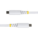 StarTech.com 50cm (1.6ft) USB4 Cable, 40Gbps, USB-IF Certified USB-C Cable, 240W PD, 8K 60Hz/4K 240Hz DP2.1 DP40, TPE Jacket, Thunderbolt 4 Compatible - White USB-C Cord