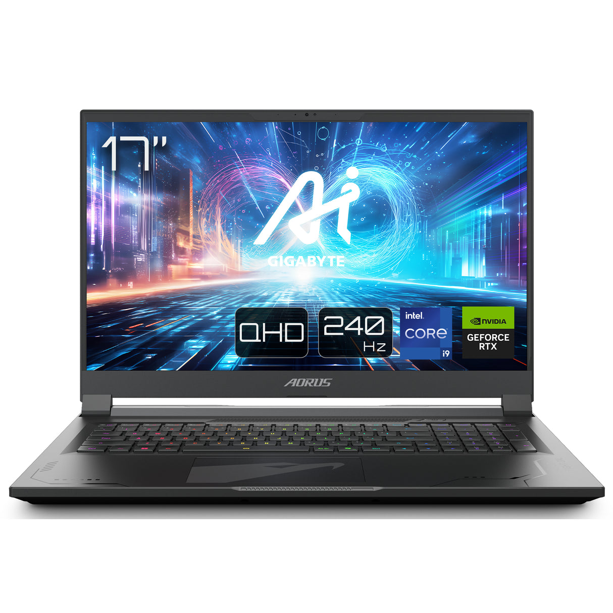 GIGABYTE AORUS 17X AXG-64US665SH laptop Intel® Core™ i9 i9-14900HX 43.9 cm (17.3") Quad HD 32 GB DDR5-SDRAM 2 TB SSD NVIDIA GeForce RTX 4080 Wi-Fi 6E (802.11ax) Windows 11 Home Black
