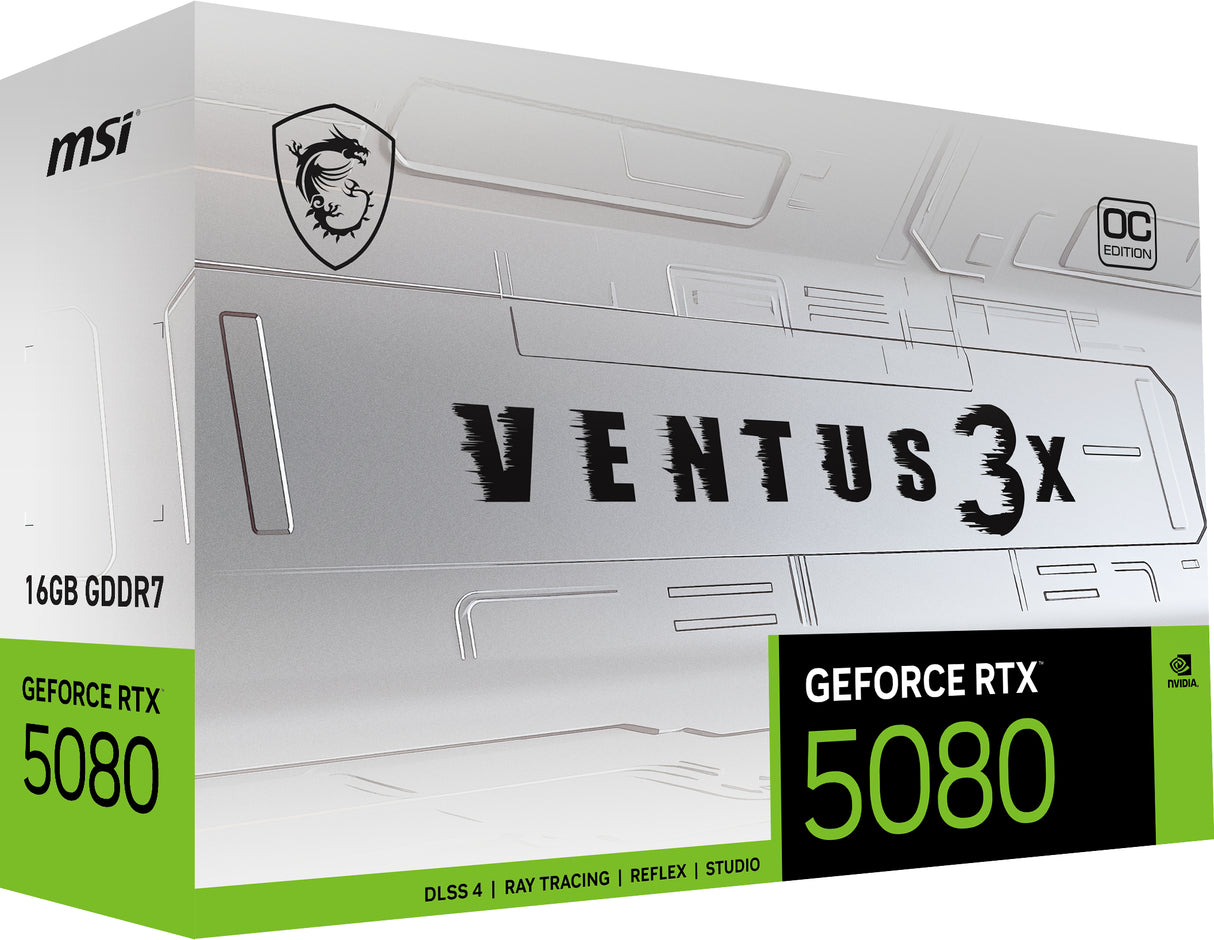 MSI VENTUS GEFORCE RTX 5080 16G 3X OC WHITE graphics card NVIDIA 16 GB GDDR7