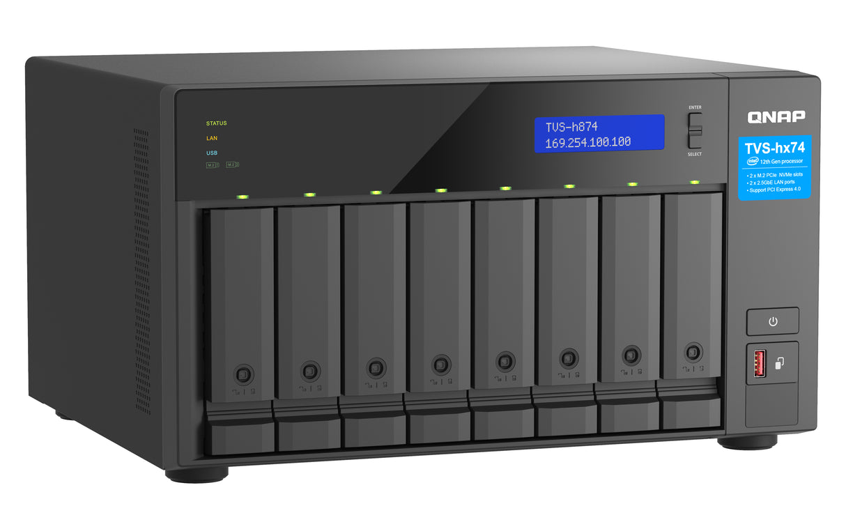 QNAP TVS-H874T-I7-32G NAS/storage server Tower Intel® Core™ i7 32 GB DDR4 0 TB QNAP QTS Black