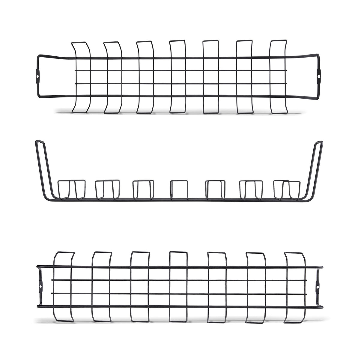 StarTech.com Under Desk Cable Management Tray, 24" Long, Metal Basket Style Cable Organizer, Screw-On Installation, Power Bar Holder, Metal, Black, TAA-Compliant