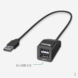 Plugable Technologies 2-in-1 USB Splitter with Dual USB 2.0 Ports, Compatible with Windows, Linux, macOS, Chrome OS, USB Multiport Hub for Laptops