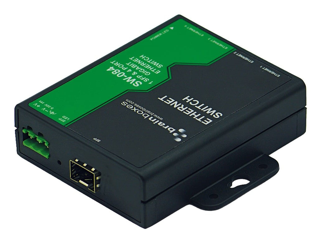 Brainboxes SW-084 network switch Unmanaged Gigabit Ethernet (10/100/1000) Desktop/Wall-Mounting Black, Green
