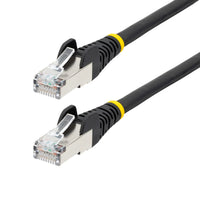 StarTech.com 1ft CAT6a Ethernet Cable - Black - Low Smoke Zero Halogen (LSZH) - 10GbE 500MHz 100W PoE++ Snagless RJ-45 w/Strain Reliefs S/FTP Network Patch Cord