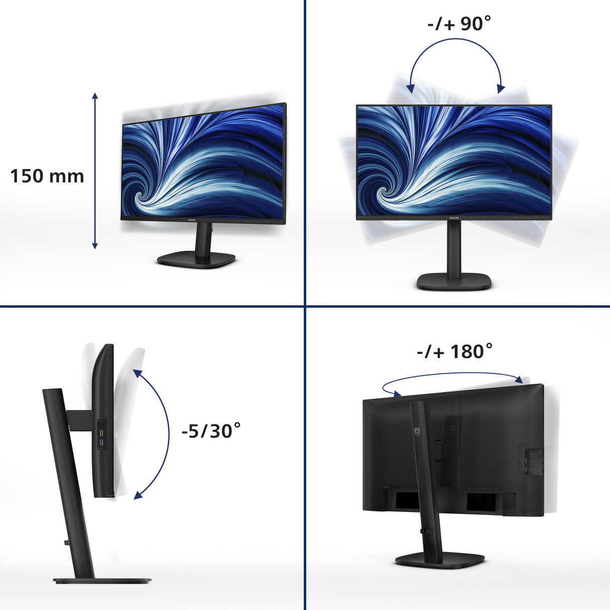 Philips 3000 series 24B2U3301/27 computer monitor 60.5 cm (23.8") 1920 x 1080 pixels Full HD LCD Black
