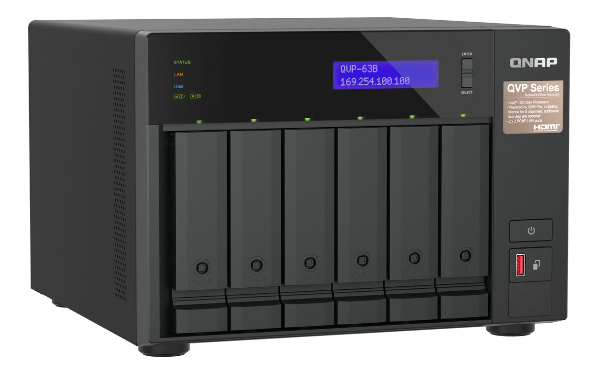 QNAP QVP-63B NAS/storage server Tower Intel® Core™ i3 16 GB DDR4 0 TB Black