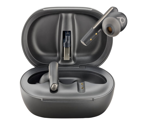 HP Poly Voyager Free 60+ UC Carbon Black Earbuds +BT700 USB-A Adapter +Touchscreen Charge Case