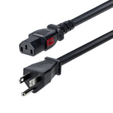 StarTech.com 6ft (2m) Heavy Duty Power Cord, NEMA 5-15P to Locking C13 AC Power Cable, 125V 15A, 14AWG, Replacement Computer/Monitor Power Cord, TAA Compliant, UL Listed