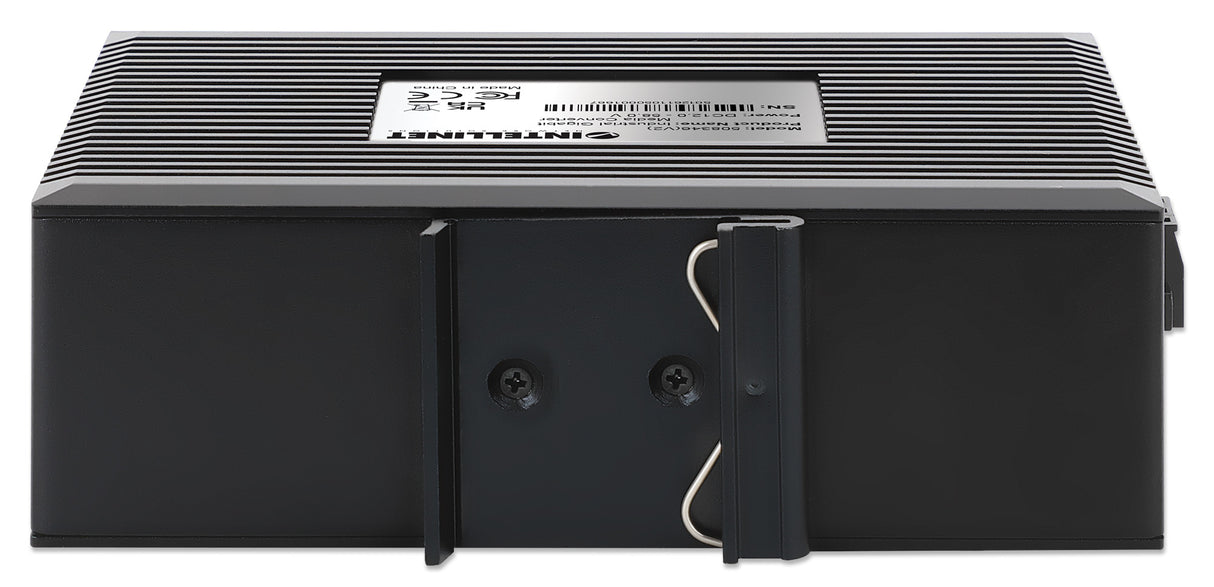 Intellinet Industrial Gigabit Media Converter 10/100/1000Base-TX to 1000Base-LX (SC) Single-mode, 20 km (12.4 mi.), IP40-rated Metal Housing, DIN-Rail Mount