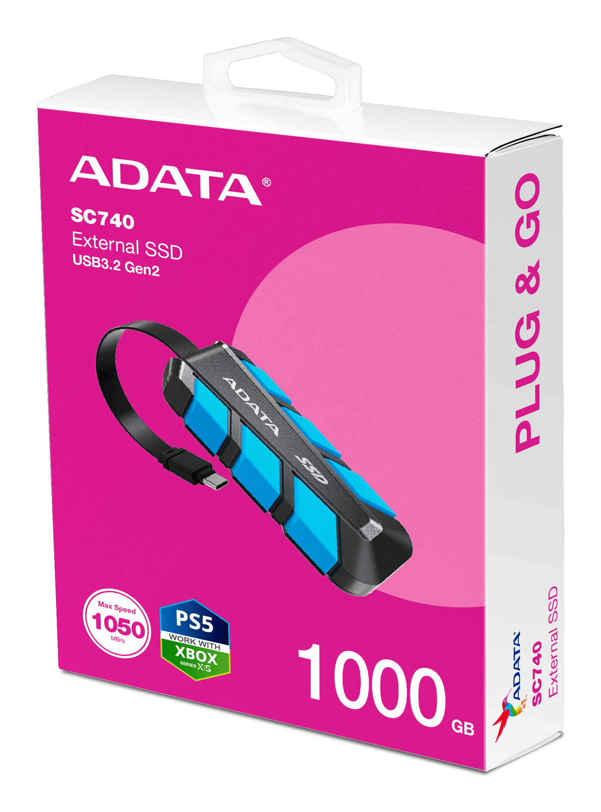 ADATA SC740 1 TB USB Type-C 3.2 Gen 2 (3.1 Gen 2) Black, Blue