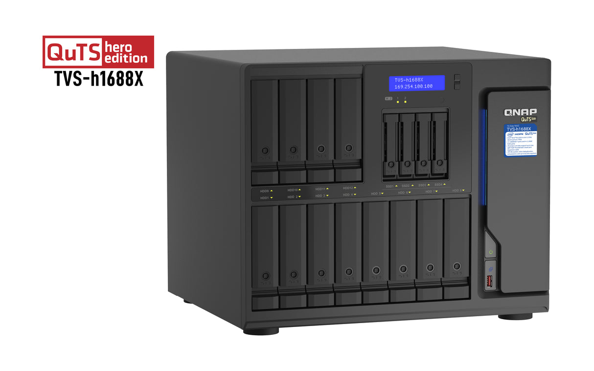 QNAP TVS-h1688X NAS Tower Intel® Xeon® W-1250 32 GB DDR4 0 TB QuTS hero Black