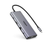 Ugreen 11-in-1 USB-C Hub to 3x USB-C/2x USB-A/HDMI/VGA/RJ45/SD/TF/3.5mm - Gray Docking Dock Grey