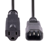 StarTech.com 1ft (30cm) Power Extension Cord, IEC 60320 C14 to NEMA 5-15R, 10A 125V, 18AWG, 10 Pack, Black Computer Power Extension Cord, AC Outlet Extension Cable for Power Supplies/ PDUs / Network Equipment, UL Listed