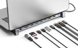 Manhattan USB-C Dock/Hub with Card Reader and MST, Ports (x7): Ethernet, HDMI (x2 4k@60Hz), USB-A (x3) and USB-C, with Power Delivery (PD) 100W- requires external USB-C charger (not included). USB powered (no external power supply required) when PD...