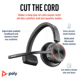 HP Poly Voyager 4310 UC Monaural Headset +BT700 USB-A Adapter +Charging Stand