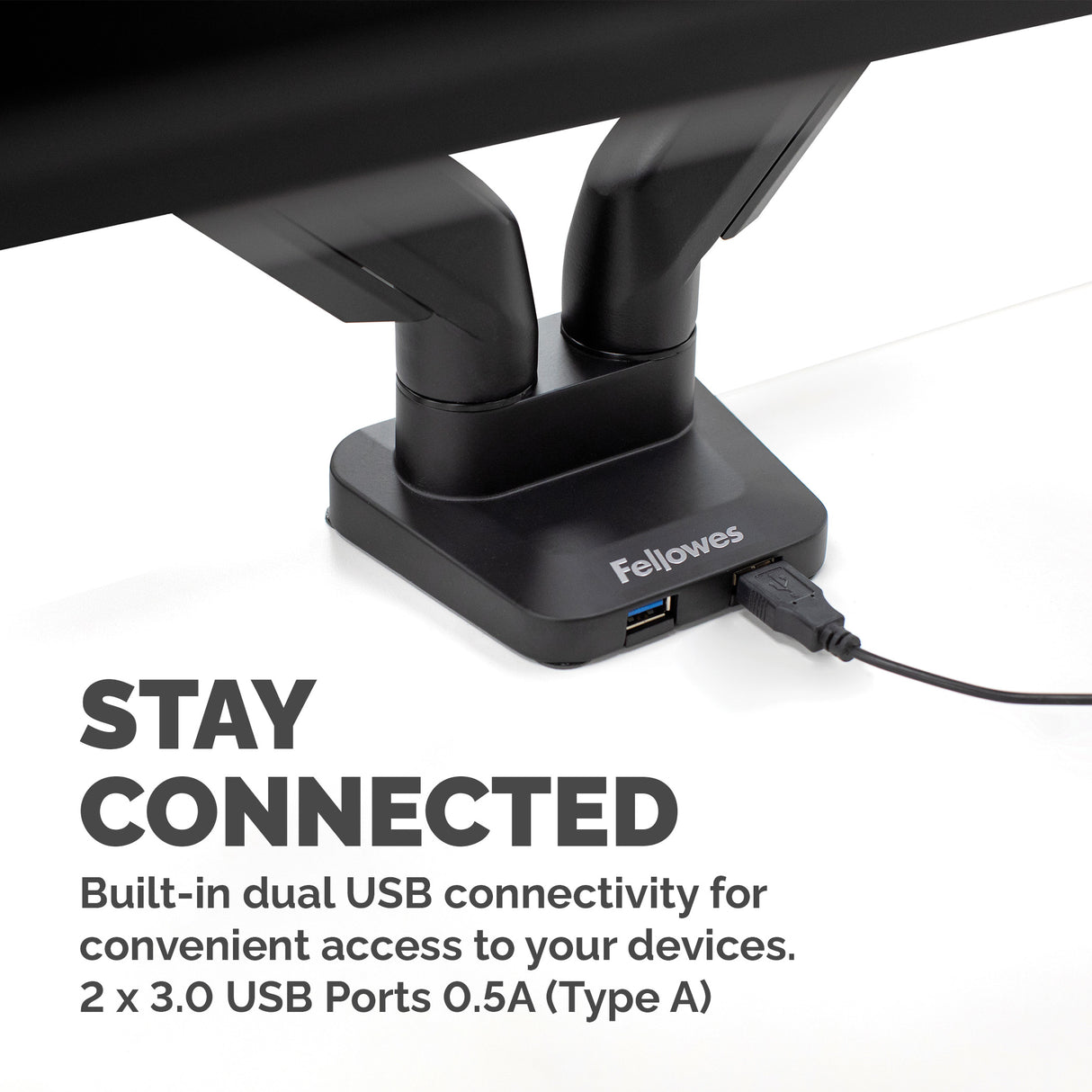 Fellowes Platinum Series Dual Monitor Arm - Monitor Mount for Two 8KG 40 Inch Screens - Adjustable Dual Monitor Desk Mount - Tilt 45° Pan 180° Swivel 360° Rotation 360°, VESA 75 x 75/100 x 100 - Black