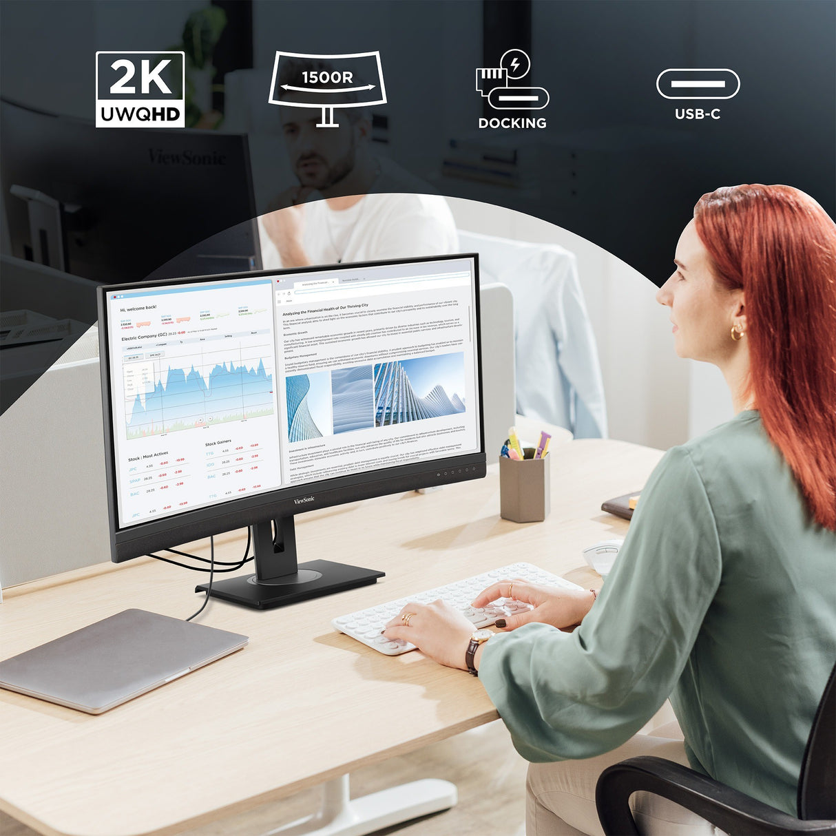 Viewsonic VG Series VG3456CA computer monitor 86.4 cm (34") 3440 x 1440 pixels UltraWide Quad HD LED Black