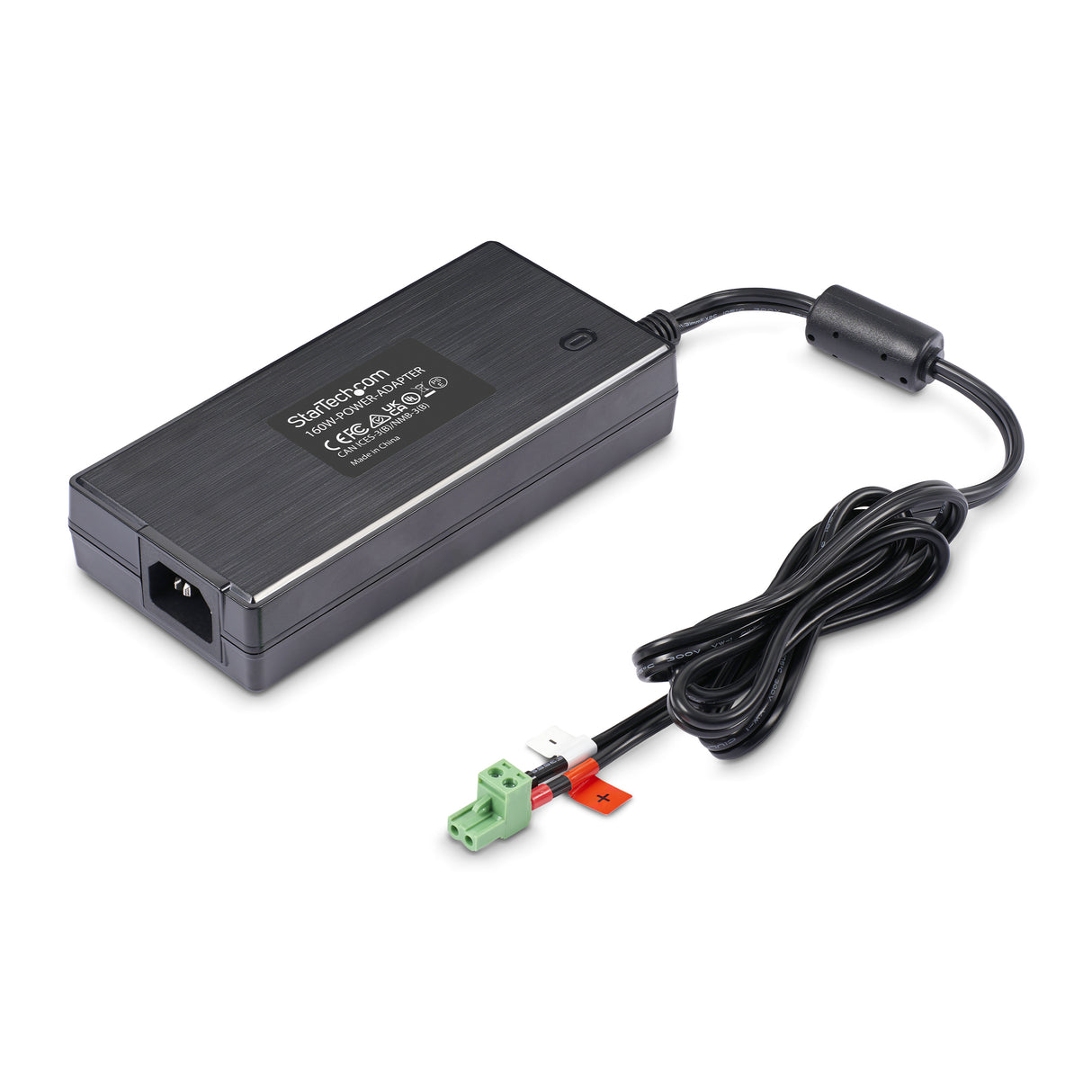 StarTech.com 160W Universal DC Power Adapter (24V/6.6A), 4ft(1.2m) 2-Wire Cord, 2/3-Pin Terminal Blocks, 100-240V AC/DC External Power Supply for Industrial USB Hubs, NA/UK/EU/ANZ