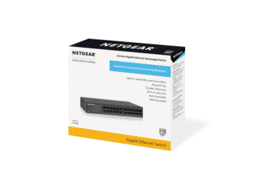 NETGEAR GS324 Unmanaged Gigabit Ethernet (10/100/1000) 1U Black