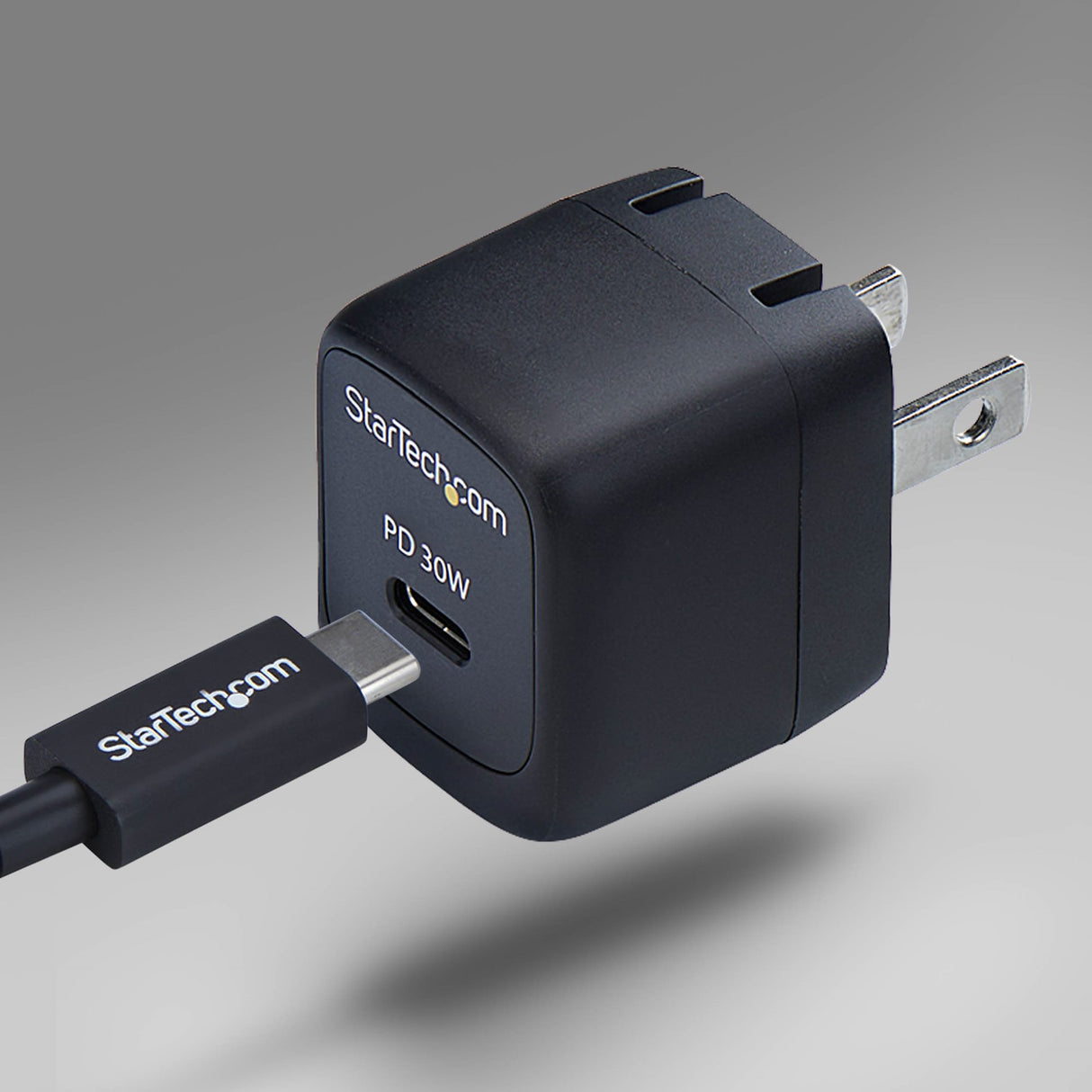StarTech.com 30W USB‑C Wall Charger, Portable GaN Charger with USB Power Delivery Fast Charging, GaN 5V/9V/15/20V PD, USB-C Charger, Black