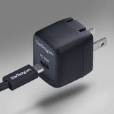 StarTech.com 30W USB‑C Wall Charger, Portable GaN Charger with USB Power Delivery Fast Charging, GaN 5V/9V/15/20V PD, USB-C Charger, Black