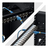 StarTech.com 24 Port 1U Feed Through Patch Panel with Cable Management Bar, Rackmount Shielded Cat6a Ethernet Patch Panel with RJ45 STP Inline Couplers
