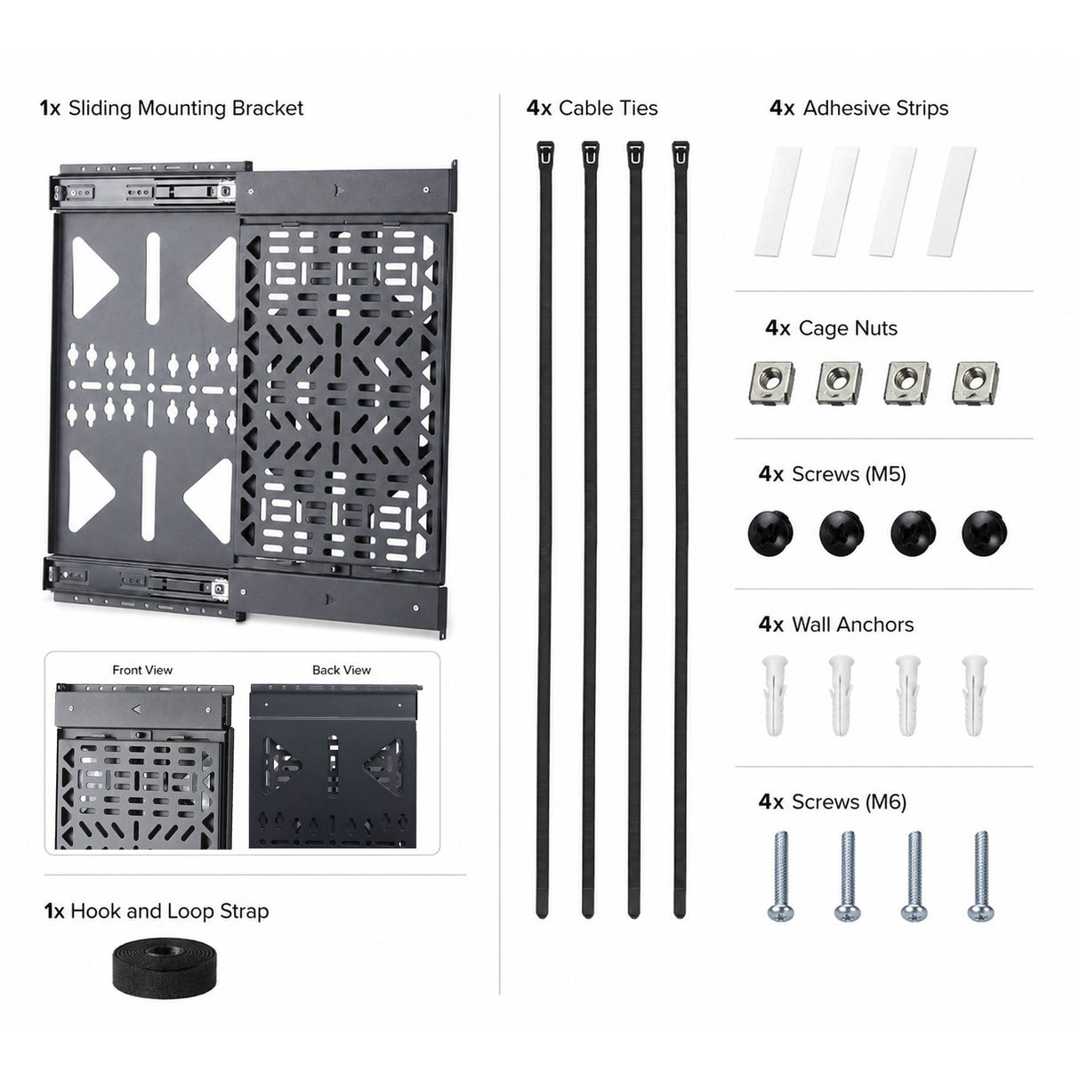 StarTech.com Slide-Out AV Component Storage Panel, Cable Box and Accessories Mounting, 22lb (10kg) Max, Behind-TV Media Wall Mount, Sliding Design for Easy Access