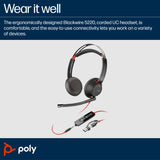 HP Poly Blackwire 5220 Stereo USB-C Headset +3.5mm Plug +USB-C/A Adapter