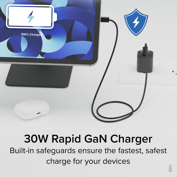 Plugable Technologies PS-30C1B mobile device charger Universal Black AC Fast charging Indoor