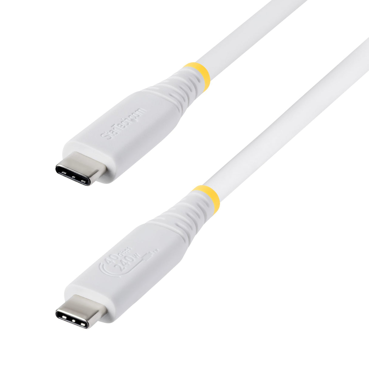 StarTech.com 1.5ft (45cm) USB4 Cable, 40Gbps, USB-IF Certified USB-C Cable, 240W PD, 8K 60Hz/4K 240Hz DP2.1 DP40, TPE Jacket, Thunderbolt 4 Compatible - White USB-C Cord