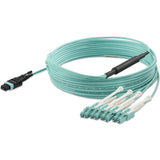 StarTech.com 5m (16.4ft) MTP(F)/PC to 4x LC/PC Duplex Breakout OM3 Multimode Fiber Optic Cable, OFNP Plenum, 40G Networks, Low Insertion Loss - Fiber Jumper Cord