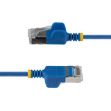 StarTech.com 6in Blue Ultra Slim Cat6A Ethernet Cable, Snagless, FTP, Pure Bare Copper Wire, 34AWG Ultra Slim RJ45 Network Patch Cord, Individually Tested