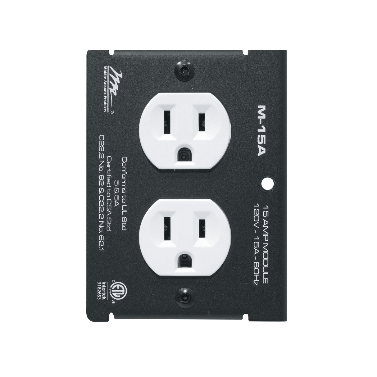 Middle Atlantic M-15A power distribution unit (PDU) 2 AC outlet(s) Black, White