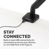 Fellowes Platinum Series Monitor Arm - Monitor Mount for 8KG 40 Inch Screens - Adjustable Monitor Desk Mount - Tilt 45° Pan 180° Swivel 360° Rotation 360°, VESA 75 x 75/100 x 100 - Black