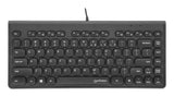 Manhattan Slim Wired USB Mini Keyboard, 12 Multimedia/Function Keys, Built-in 1.5 m (5 ft.) USB-A Cable, Compact, Low-Profile Format, for PC and Laptop, Black
