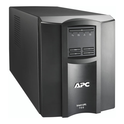APC Smart-UPS, Line Interactive, 700VA, Tower, 120V, 8x NEMA 5-15R outlets, SmartSlot, Auto Sense Voltage 120V/230V, AVR, LCD