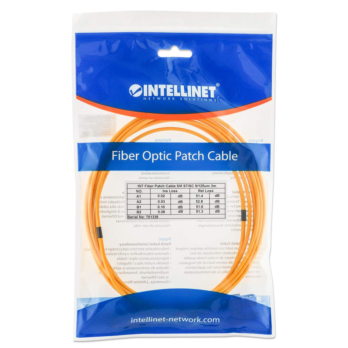 Intellinet 751308 InfiniBand/fibre optic cable 10 m ST SC Yellow