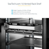 StarTech.com 2-Pack 1U Server Rack Shelf, Vented Rackmount Cantilever Tray for 19" Network Rack or Cabinet, Heavy-Duty 10" (25cm) Deep, Up to 44lb (20kg) Each