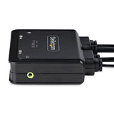 StarTech.com 2-Port USB-C Cable KVM Switch, 4K 60Hz DisplayPort Output, Compact KVM with 4ft/1.2m USB Type-C/Audio Integrated Cables, Bus Powered - Remote Push-Button/Hotkey Switching