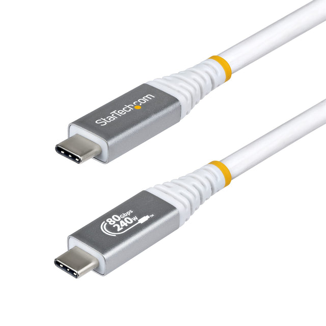 StarTech.com 5ft (1.5m) USB4 Cable, 80Gbps, USB-IF Certified USB-C Cable, 240W PD, 8K 120Hz/4K 240Hz DP2.1 DP80, TPE Jacket, Thunderbolt 4 Compatible - White USB-C Cord