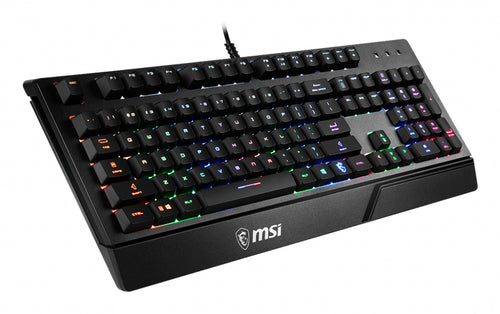 MSI VIGOR GK20 RGB Gaming Keyboard ' UK Layout, Membrane switches, Rainbow RGB Lighting effect, Ergonomic keycaps, Hotkeys for media and lighting control, water repellent keyboard design'