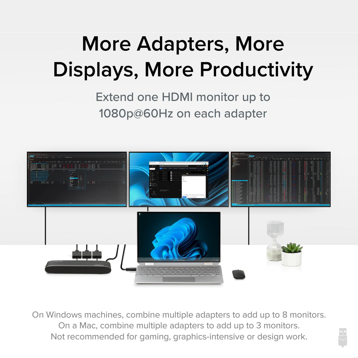 Plugable Technologies USB C to HDMI Adapter, Universal Video Graphics Adapter for USB 3.0 and USB-C Macs and Windows, Extend an HDMI Monitor up to 1080p@60Hz