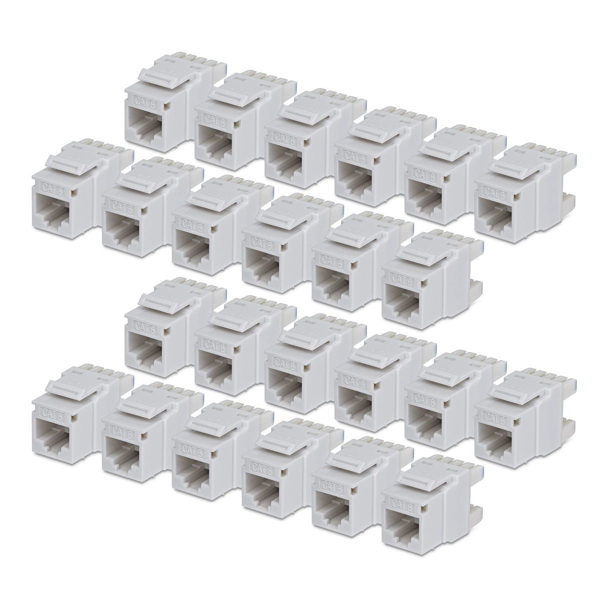 StarTech.com Cat6 Keystone Jack, 24-Pack RJ45 Ethernet Keystone Jacks, UTP Cat6 Wall Jack, 180-Degree 110 Punch Down, White