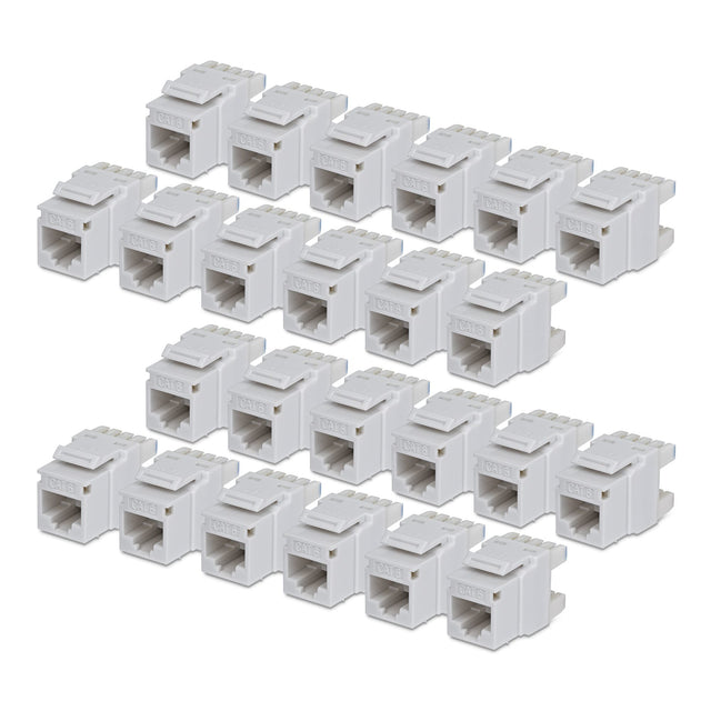 StarTech.com Cat6 Keystone Jack, 24-Pack RJ45 Ethernet Keystone Jacks, UTP Cat6 Wall Jack, 180-Degree 110 Punch Down, White