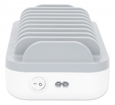 Manhattan Charging Station, 10x Ports: 3x USB-C (up to 18W PD) and 7x USB-A (up to 12W), 120W Total Output, White/Grey, Three Year Warranty
