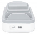 Manhattan Charging Station, 10x Ports: 3x USB-C (up to 18W PD) and 7x USB-A (up to 12W), 120W Total Output, White/Grey, Three Year Warranty