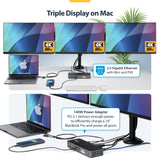 StarTech.com Triple-Monitor USB-C Docking Station, 140W Laptop Charging Dock for MacBook Pro and Windows, 4K 60Hz HDMI or DisplayPort, TAA