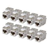 StarTech.com Shielded Cat6a Keystone Jack, 10-Pack RJ45 Ethernet Keystone Jacks, STP Cat6a Wall Jack, 180-Degree Toolless