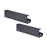 StarTech.com 2-Pack Under Desk Cable Management Tray, 42" Long (21" Per Tray), Metal Slotted Style Cable Organizer, Screw-On Install, Power Bar Holder, Black, TAA