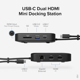 Plugable Technologies 7-in-1 USB C Docking Station Dual Monitor - Dual HDMI Dock is Compatible with Mac and Windows, USB4, Thunderbolt or USB-C, 100W PD, 2x HDMI, 1x USB-C, 1Gbps Ethernet, 1x USB 3.0, 1x SD Card